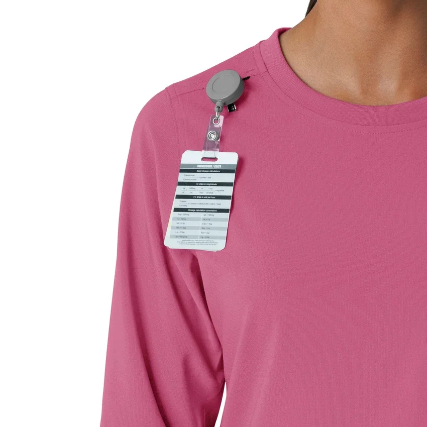 Blusa médica de manguitos longos com gola redonda Force Cross-Flex para mulher