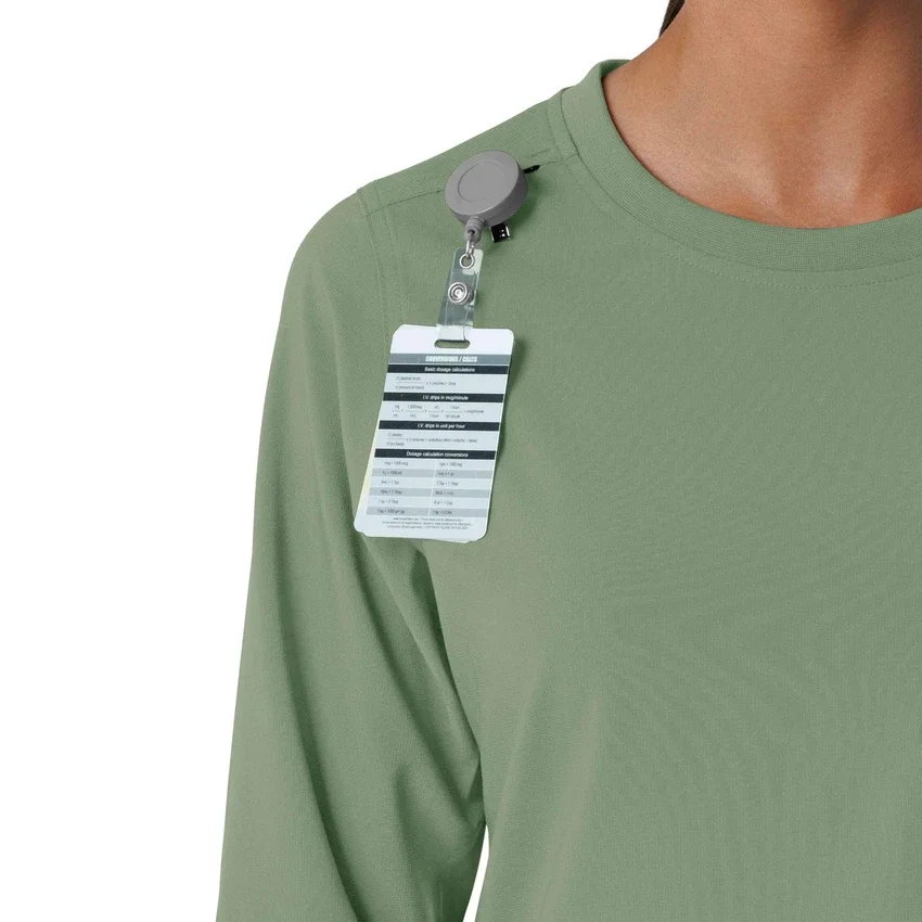 Blusa médica de manguitos longos com gola redonda Force Cross-Flex para mulher