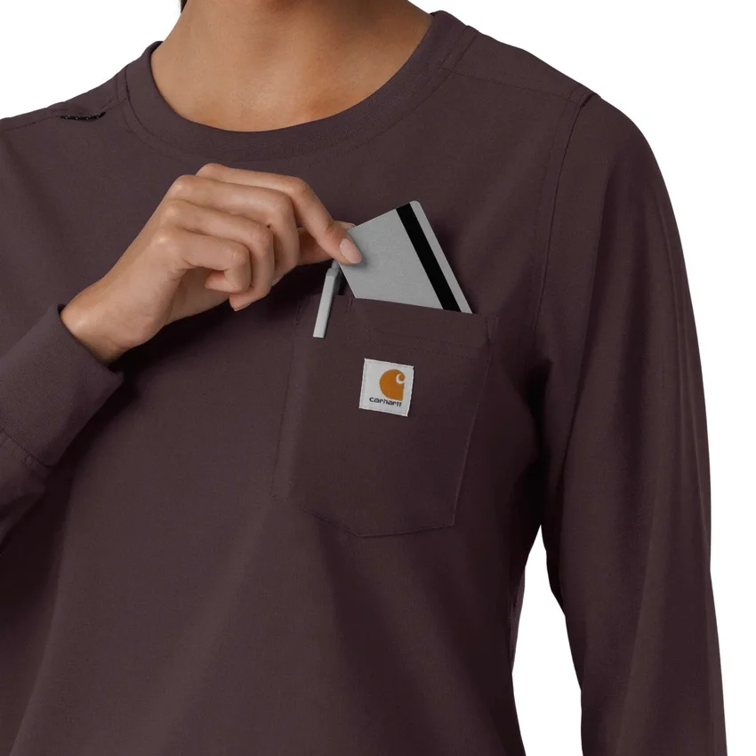 Blusa médica de manguitos longos com gola redonda Force Cross-Flex para mulher