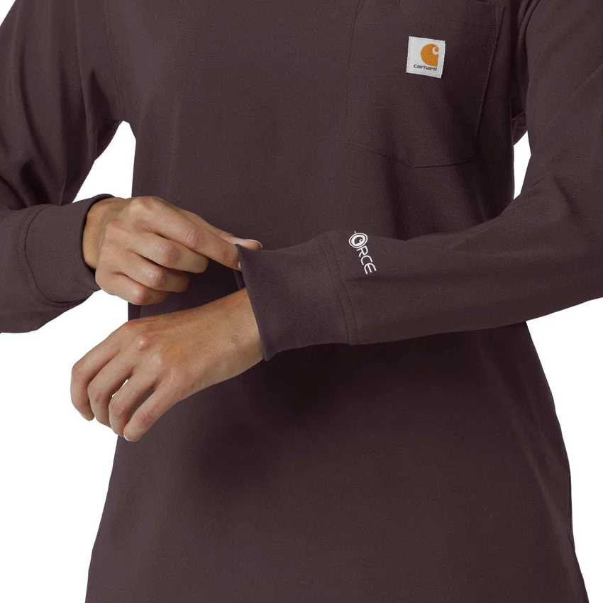 Blusa médica de manguitos longos com gola redonda Force Cross-Flex para mulher