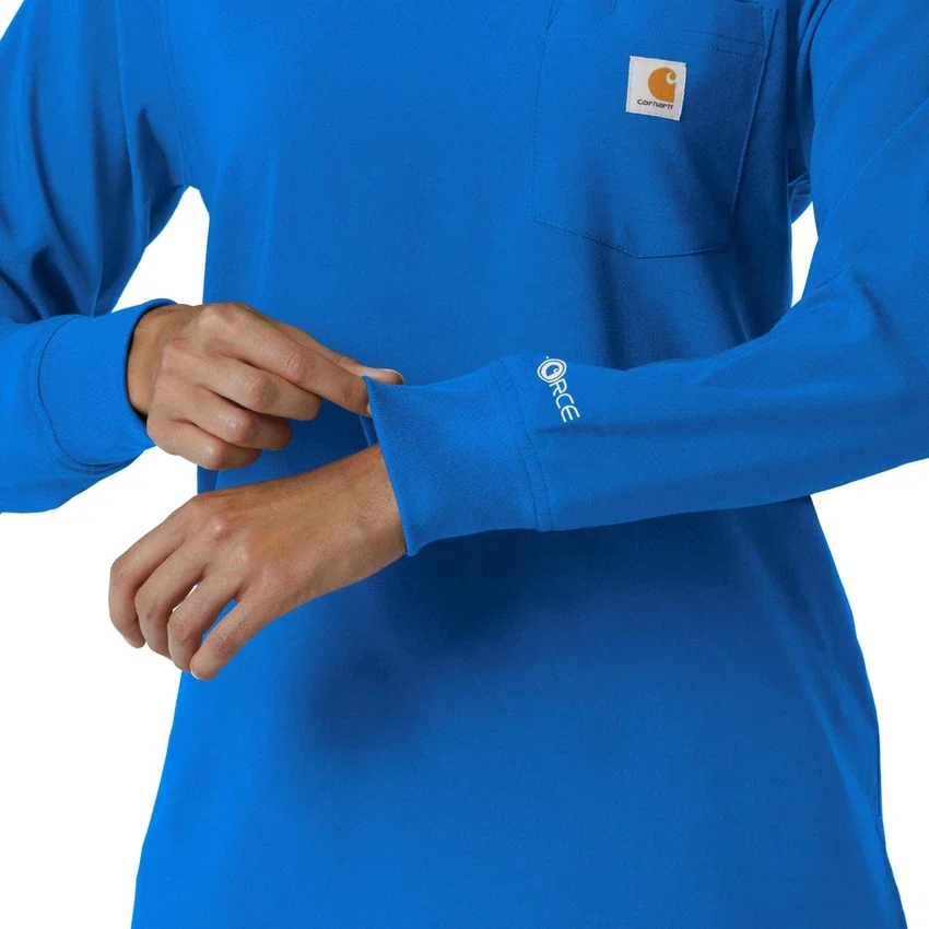 Blusa médica de manguitos longos com gola redonda Force Cross-Flex para mulher