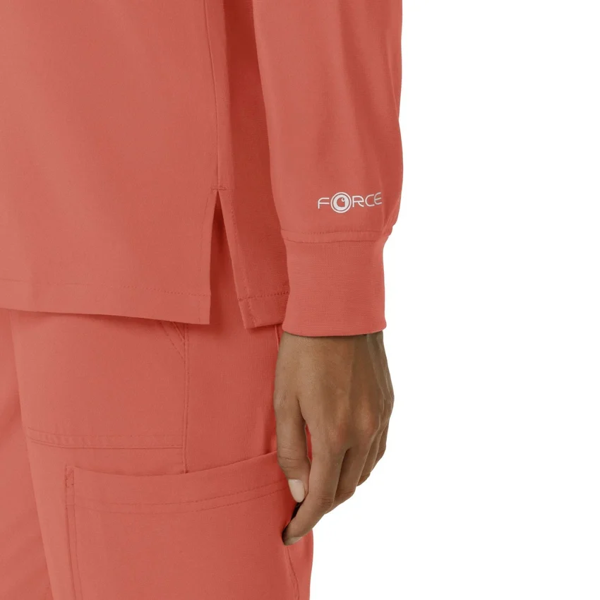 Blusa médica de manguitos longos com gola redonda Force Cross-Flex para mulher