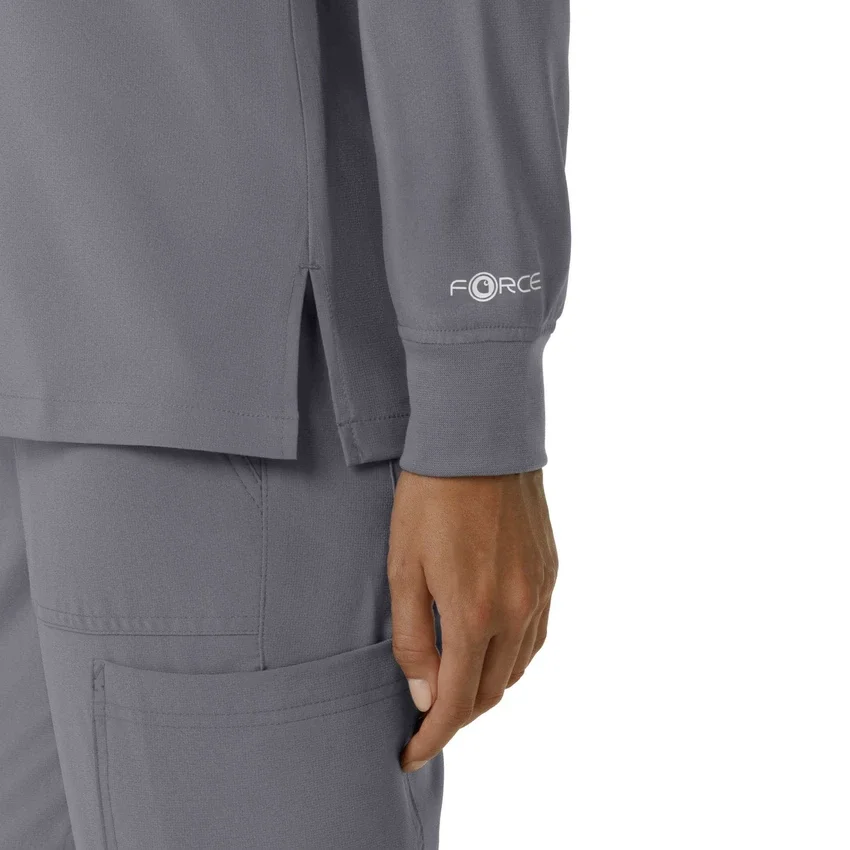 Blusa médica de manguitos longos com gola redonda Force Cross-Flex para mulher