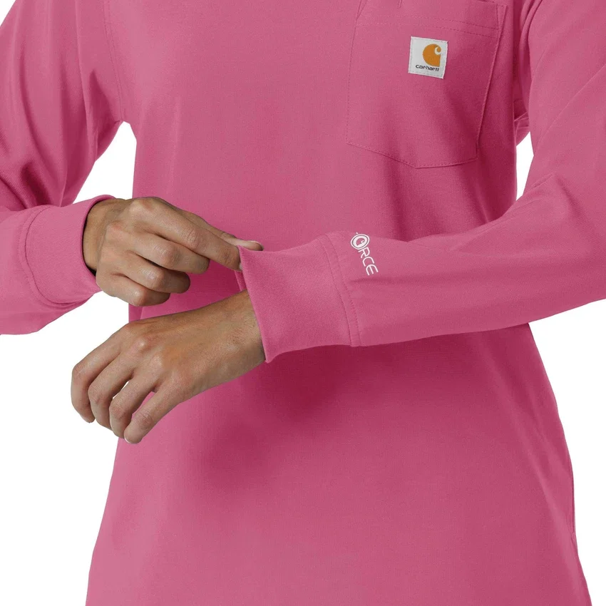 Blusa médica de manguitos longos com gola redonda Force Cross-Flex para mulher