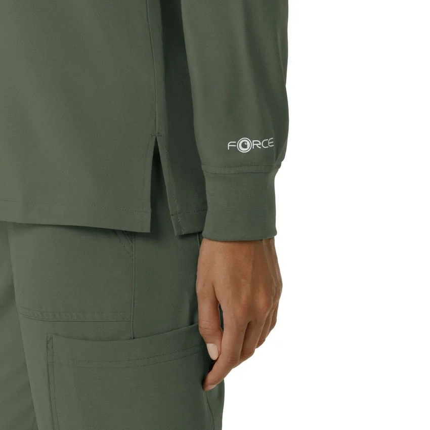 Blusa médica de manguitos longos com gola redonda Force Cross-Flex para mulher