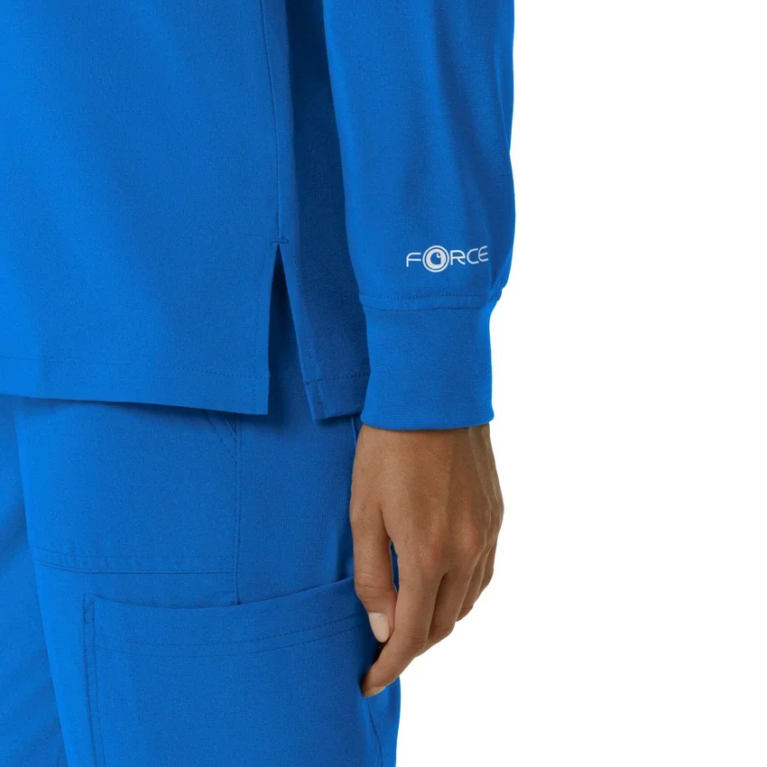 Blusa médica de manguitos longos com gola redonda Force Cross-Flex para mulher