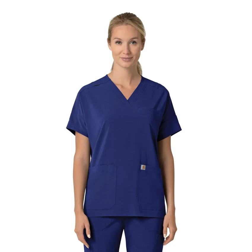Blusa médica feminina Force Cross-Flex com decote em V oversized