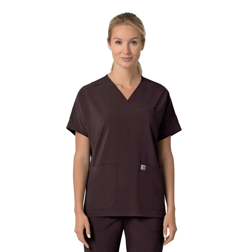 Blusa médica feminina Force Cross-Flex com decote em V oversized