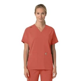 Blusa médica feminina Force Cross-Flex com decote em V oversized