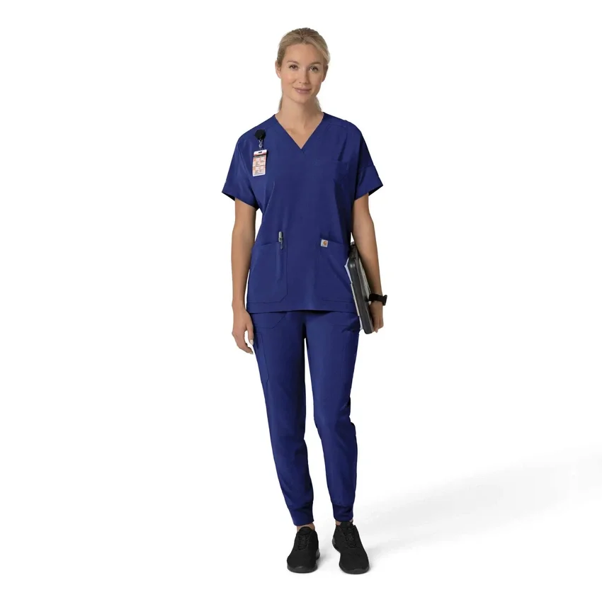 Blusa médica feminina Force Cross-Flex com decote em V oversized