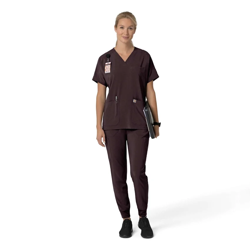 Blusa médica feminina Force Cross-Flex com decote em V oversized
