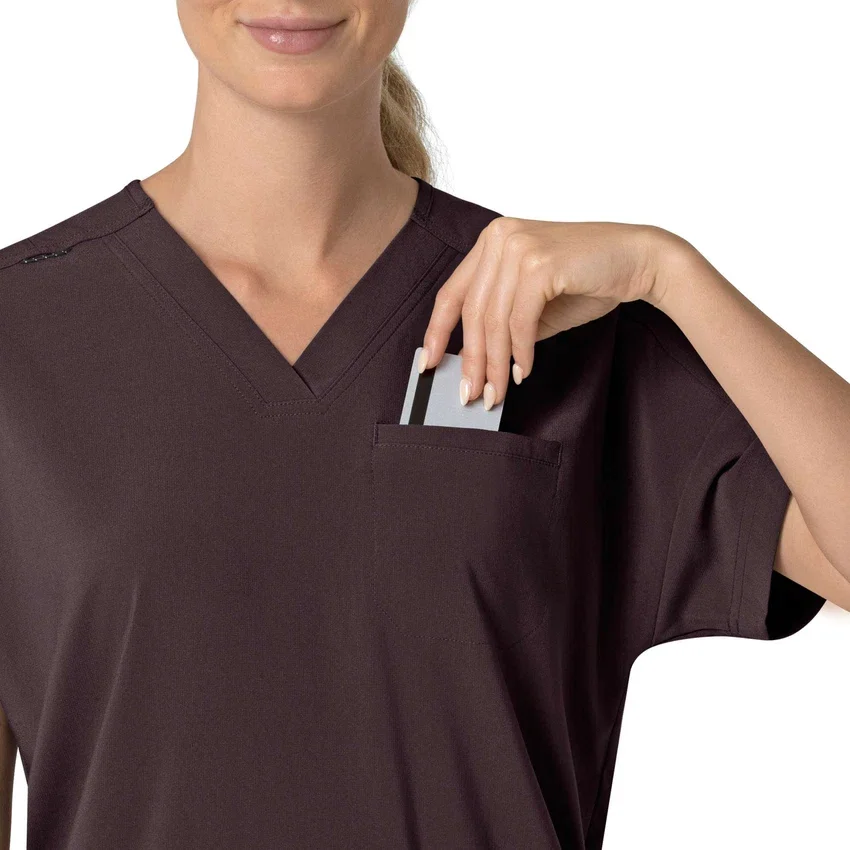 Blusa médica feminina Force Cross-Flex com decote em V oversized