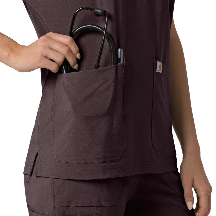 Blusa médica feminina Force Cross-Flex com decote em V oversized