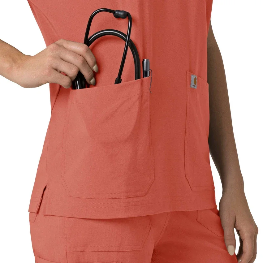 Blusa médica feminina Force Cross-Flex com decote em V oversized