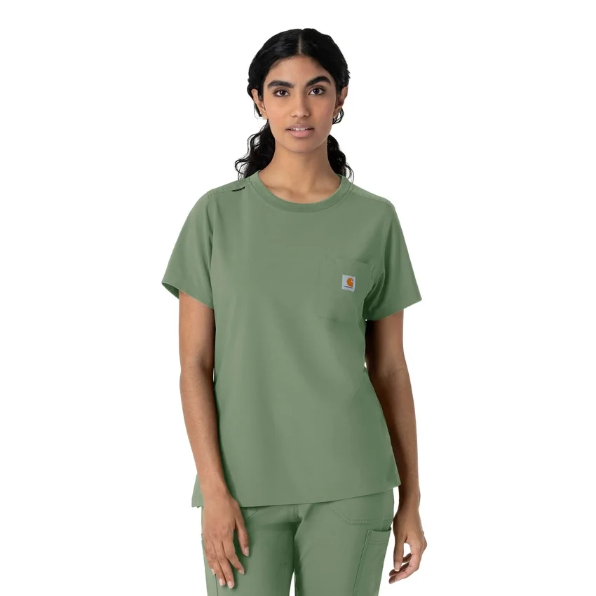 Blusa médica feminina Force Cross-Flex com gola redonda