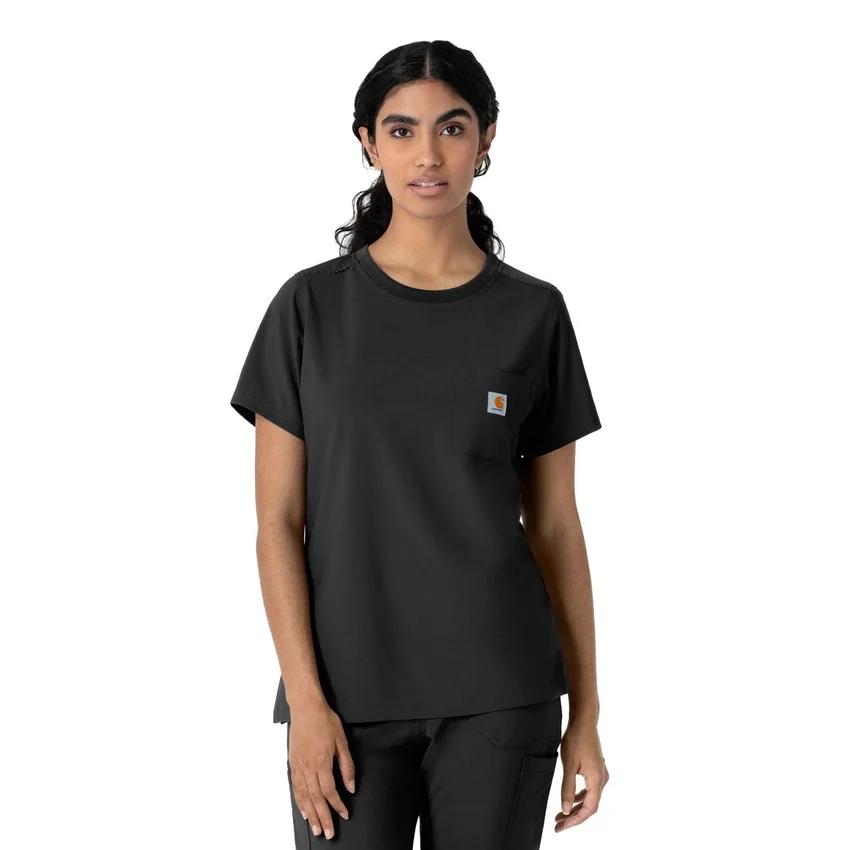 Blusa médica feminina Force Cross-Flex com gola redonda