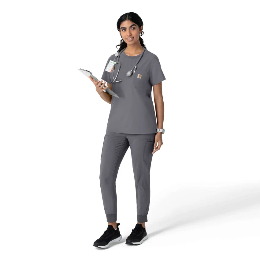 Blusa médica feminina Force Cross-Flex com gola redonda