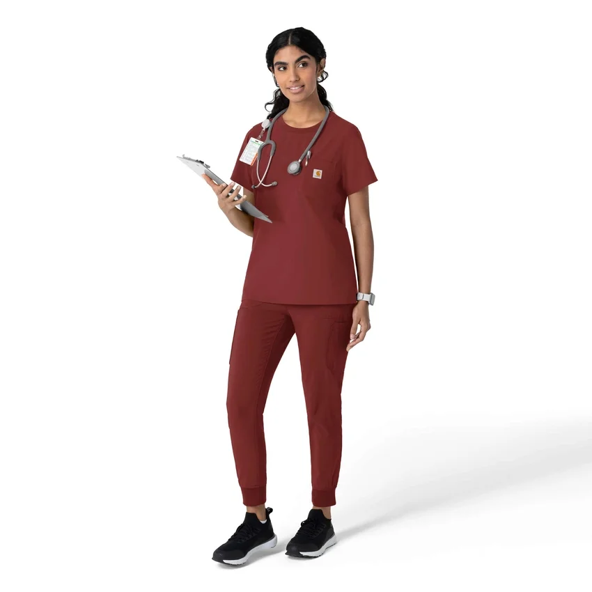 Blusa médica feminina Force Cross-Flex com gola redonda