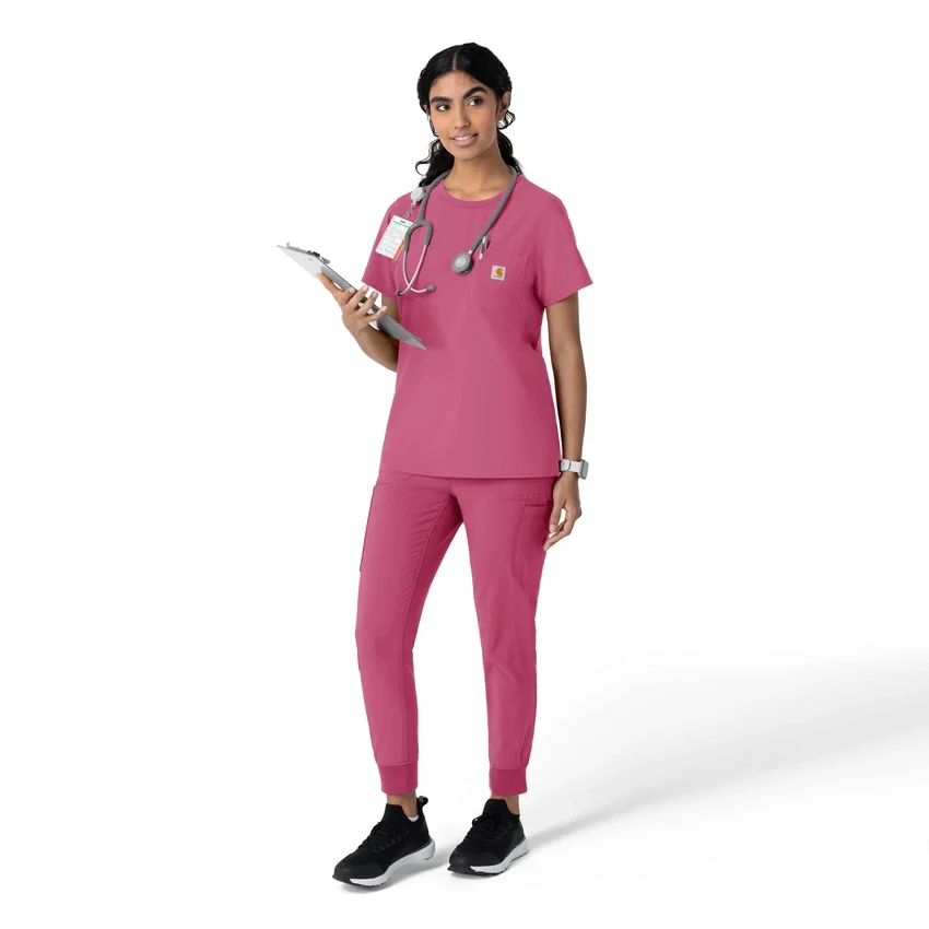 Blusa médica feminina Force Cross-Flex com gola redonda