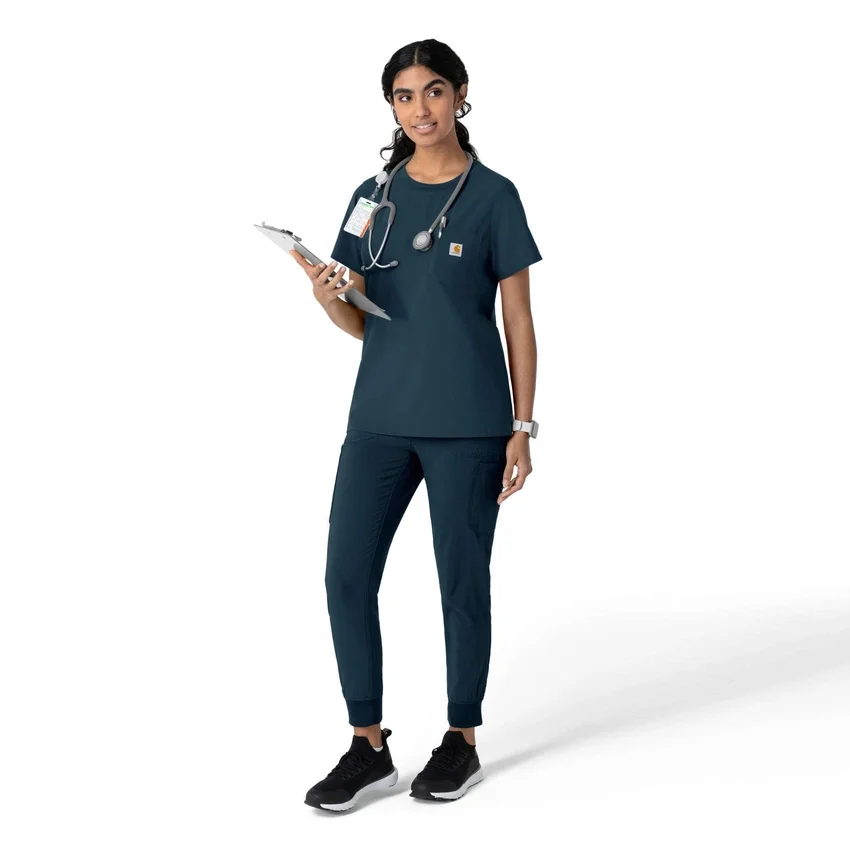Blusa médica feminina Force Cross-Flex com gola redonda