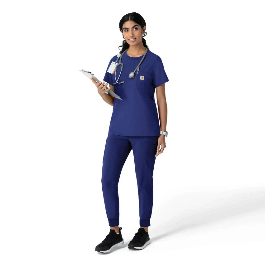 Blusa médica feminina Force Cross-Flex com gola redonda