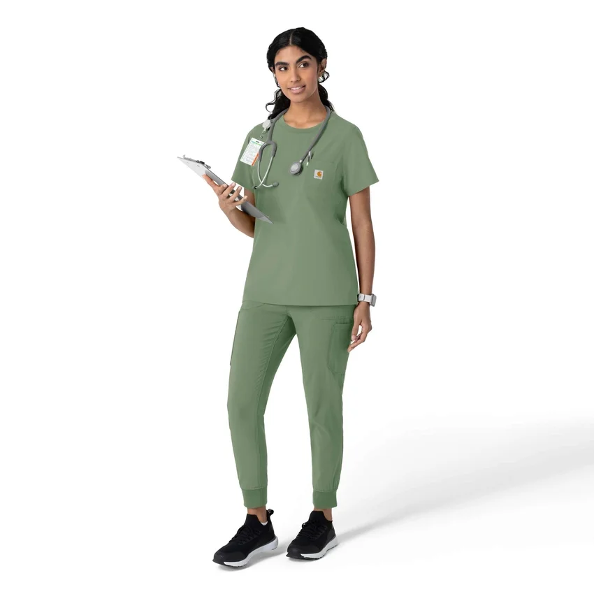 Blusa médica feminina Force Cross-Flex com gola redonda