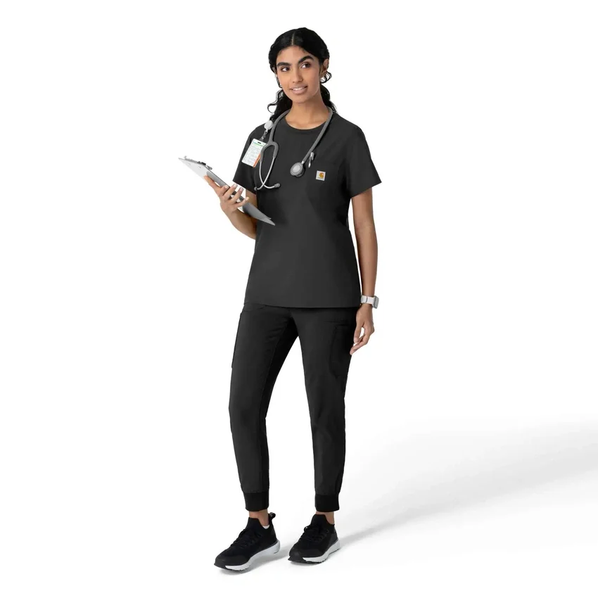 Blusa médica feminina Force Cross-Flex com gola redonda