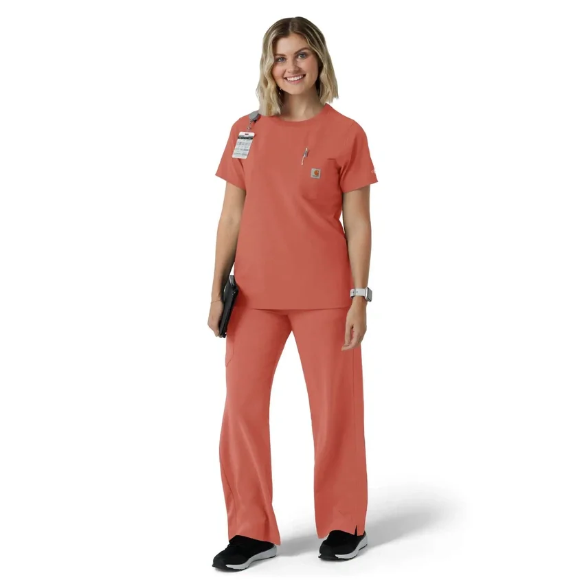 Blusa médica feminina Force Cross-Flex com gola redonda