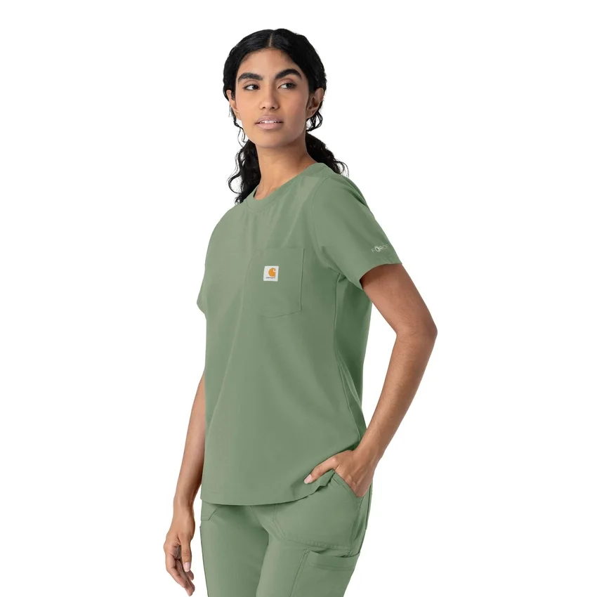 Blusa médica feminina Force Cross-Flex com gola redonda