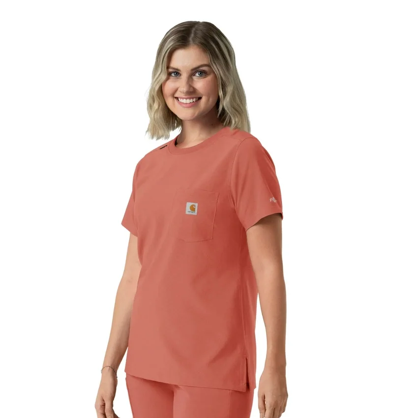 Blusa médica feminina Force Cross-Flex com gola redonda