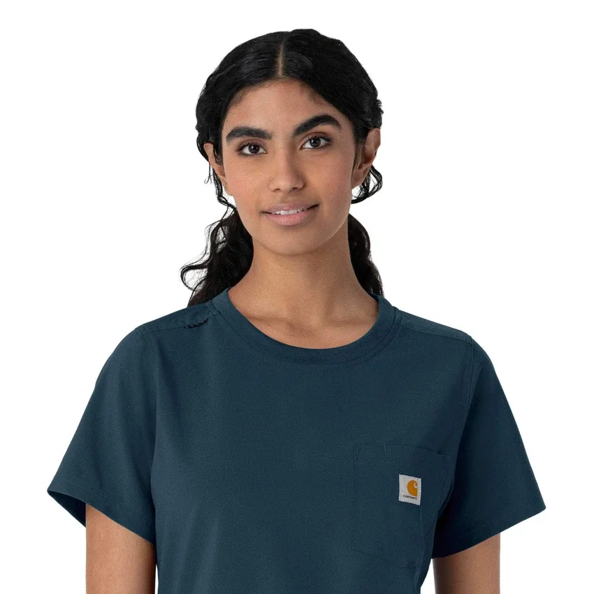 Blusa médica feminina Force Cross-Flex com gola redonda