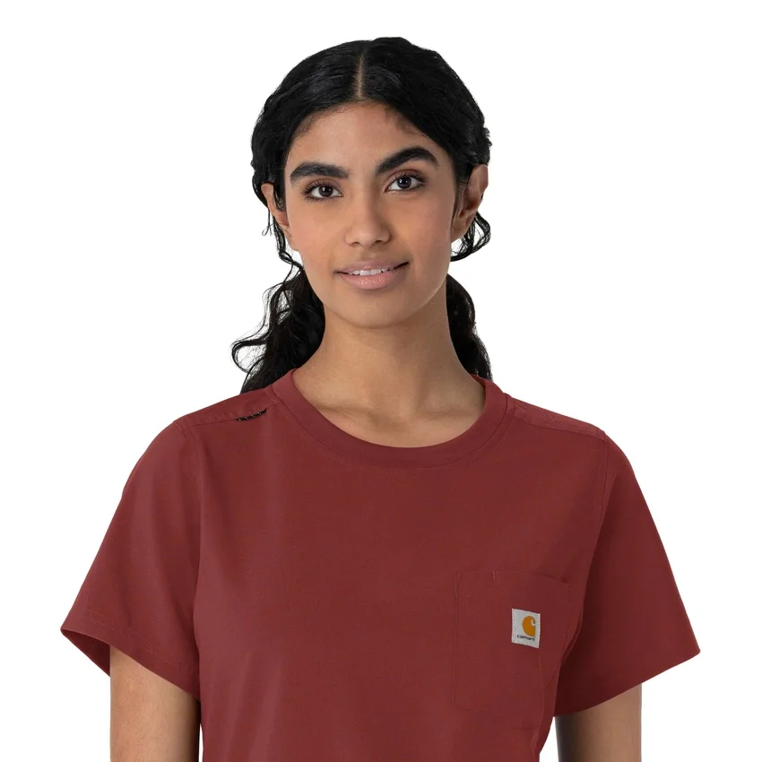 Blusa médica feminina Force Cross-Flex com gola redonda