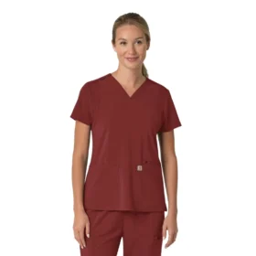 Blusa médica feminina Force Cross-Flex com painéis elásticos e decote em V