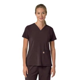 Blusa médica feminina Force Cross-Flex com painéis elásticos e decote em V