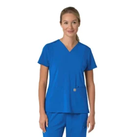 Blusa médica feminina Force Cross-Flex com painéis elásticos e decote em V