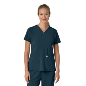 Blusa médica feminina Force Cross-Flex com painéis elásticos e decote em V