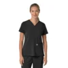 Blusa médica feminina Force Cross-Flex com painéis elásticos e decote em V