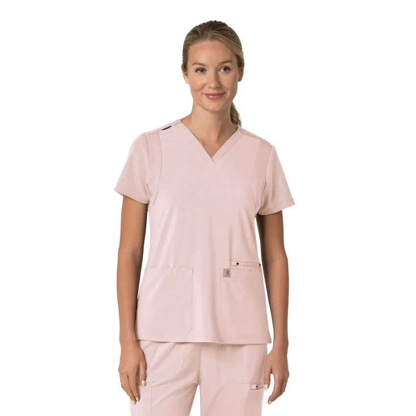 Blusa médica feminina Force Cross-Flex com painéis elásticos e decote em V