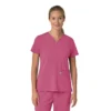 Blusa médica feminina Force Cross-Flex com painéis elásticos e decote em V