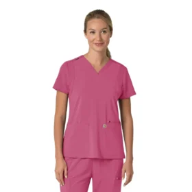 Blusa médica feminina Force Cross-Flex com painéis elásticos e decote em V