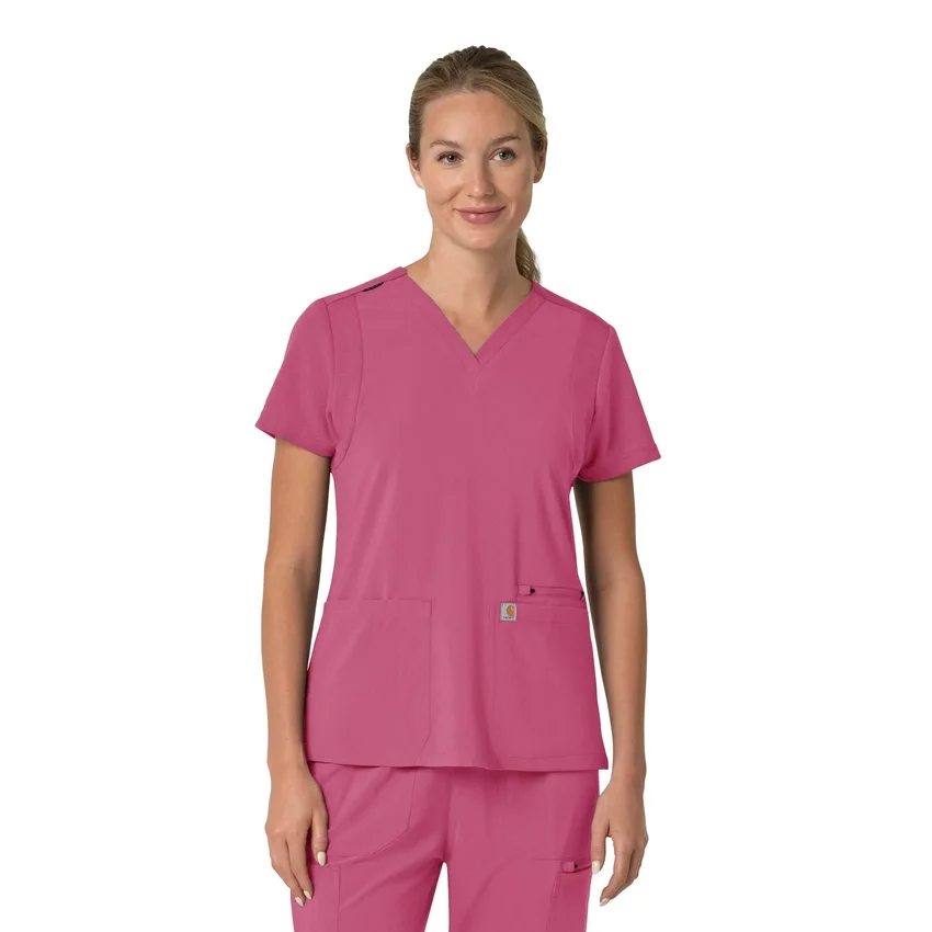 Blusa médica feminina Force Cross-Flex com painéis elásticos e decote em V