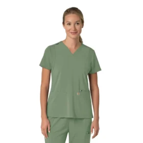 Blusa médica feminina Force Cross-Flex com painéis elásticos e decote em V