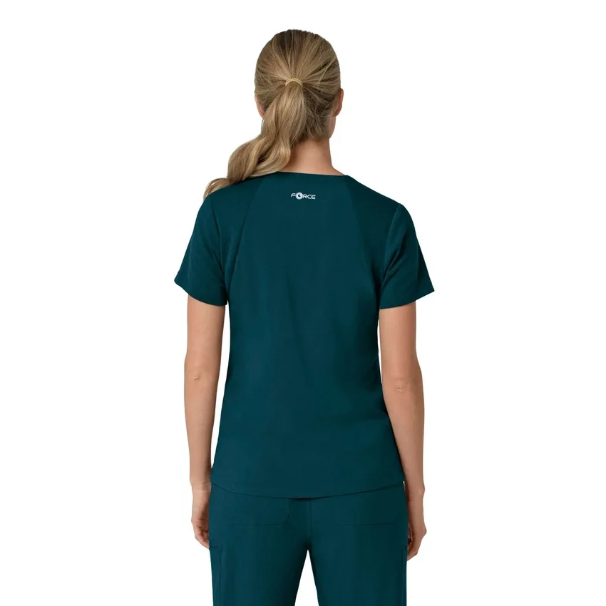 Blusa médica feminina Force Cross-Flex com painéis elásticos e decote em V