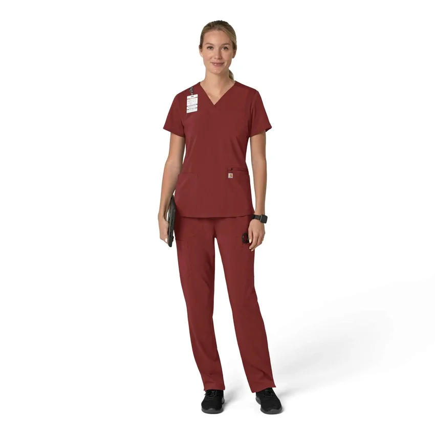 Blusa médica feminina Force Cross-Flex com painéis elásticos e decote em V