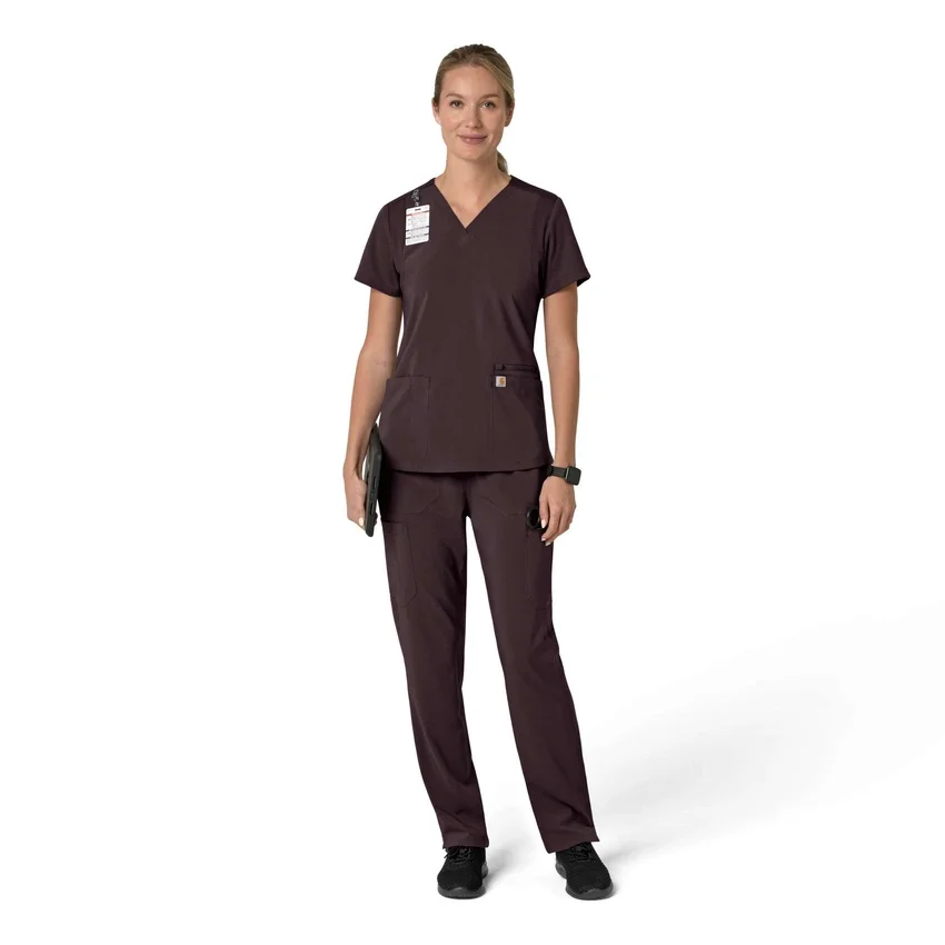 Blusa médica feminina Force Cross-Flex com painéis elásticos e decote em V