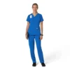 Blusa médica feminina Force Cross-Flex com painéis elásticos e decote em V