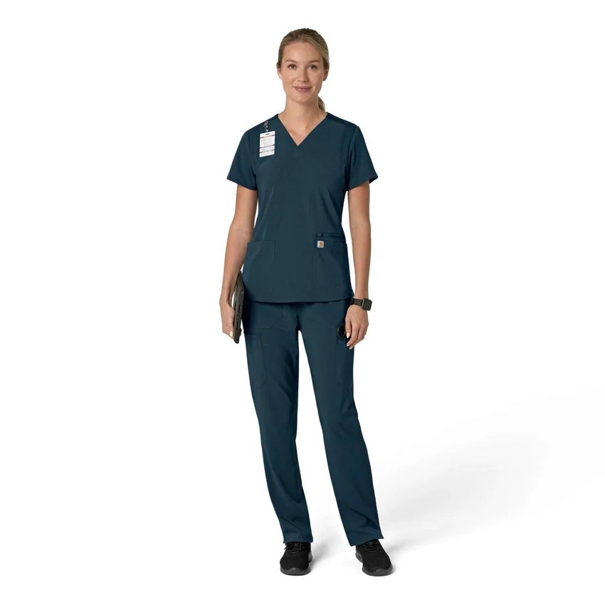 Blusa médica feminina Force Cross-Flex com painéis elásticos e decote em V