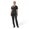 Blusa médica feminina Force Cross-Flex com painéis elásticos e decote em V