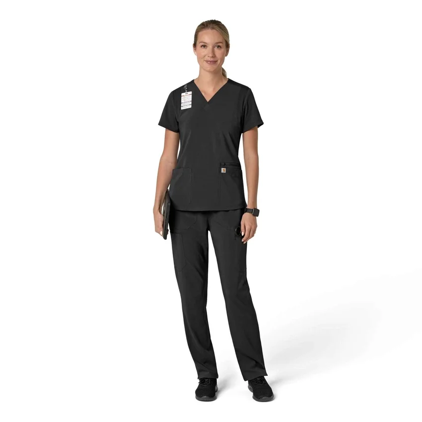 Blusa médica feminina Force Cross-Flex com painéis elásticos e decote em V