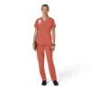 Blusa médica feminina Force Cross-Flex com painéis elásticos e decote em V